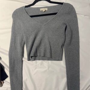 La Hearts Gray Long Sleeve Crop